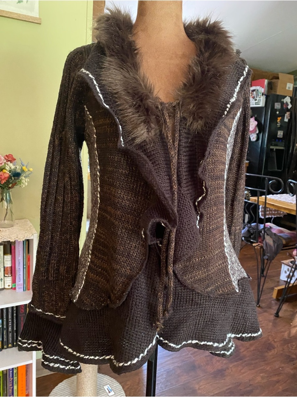 Sioni faux fur brown cardigan
